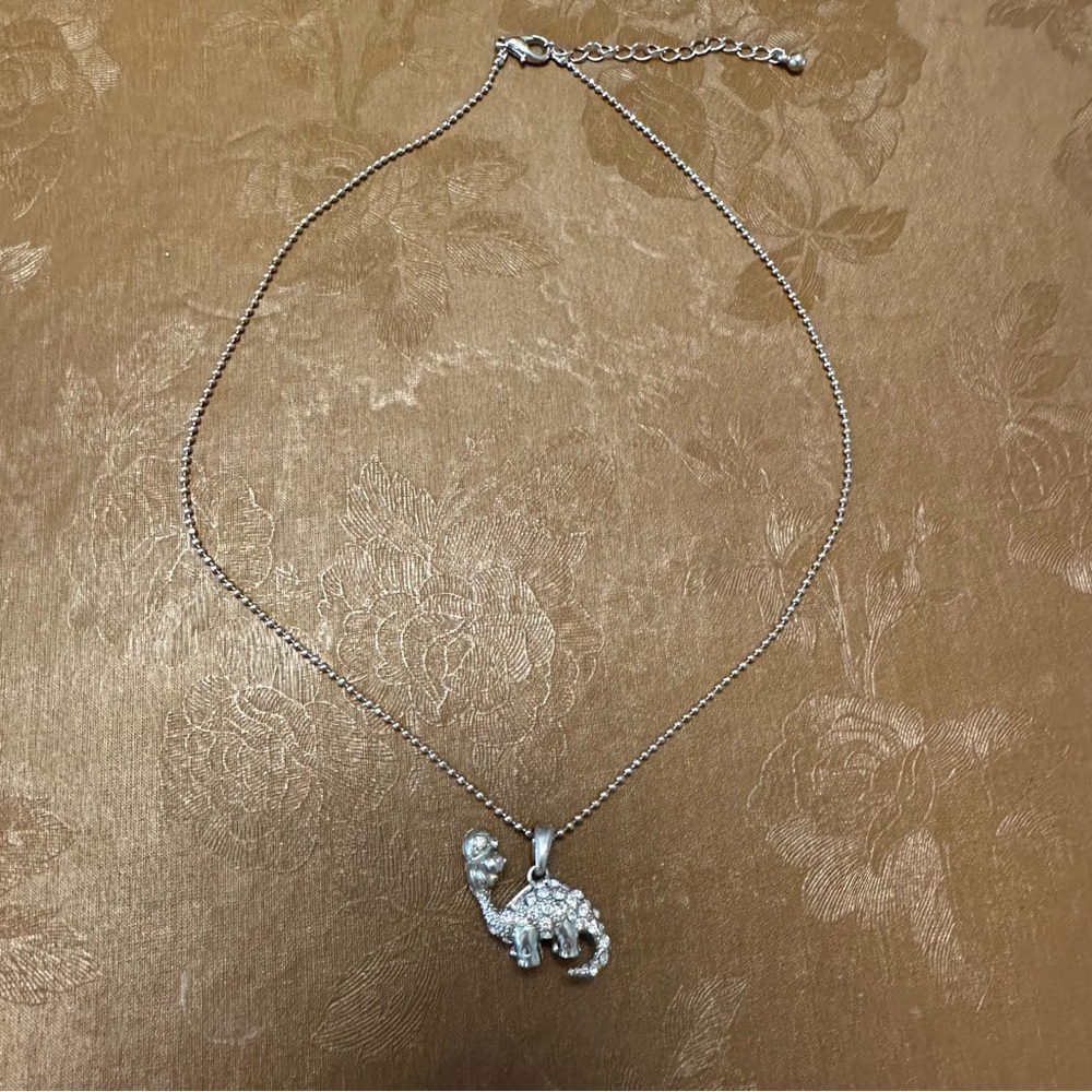 Rhinestone Dinosaur Necklace
